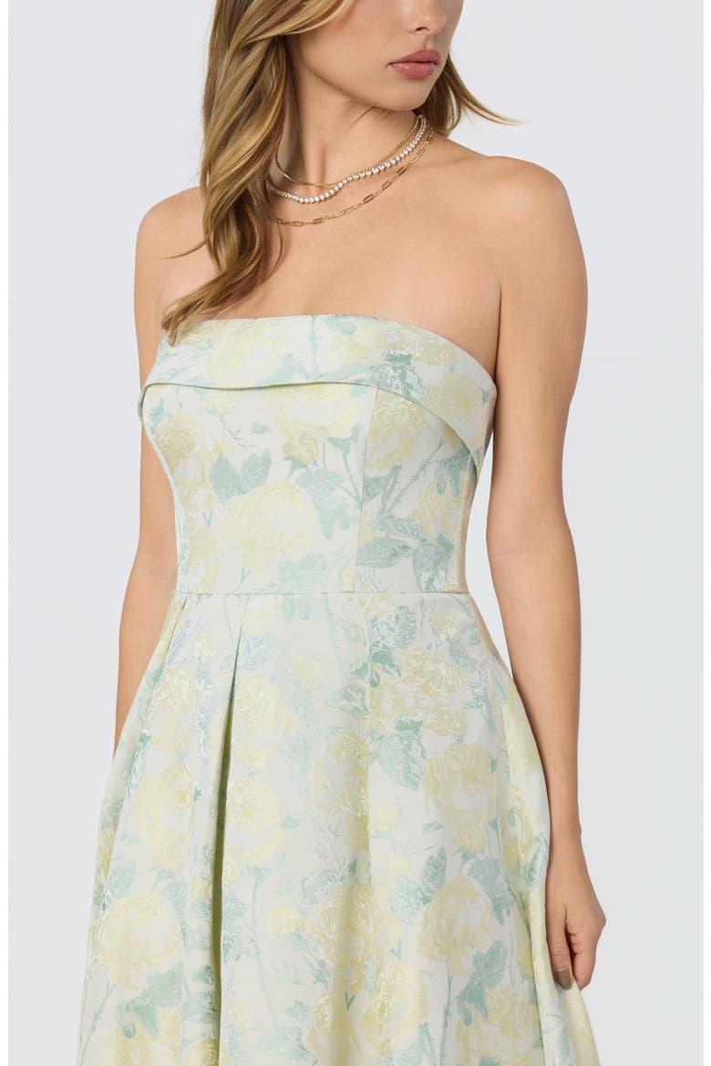 Destini Strapless Maxi Dress, Alternate, color, LIGHT YELLOW FLORAL