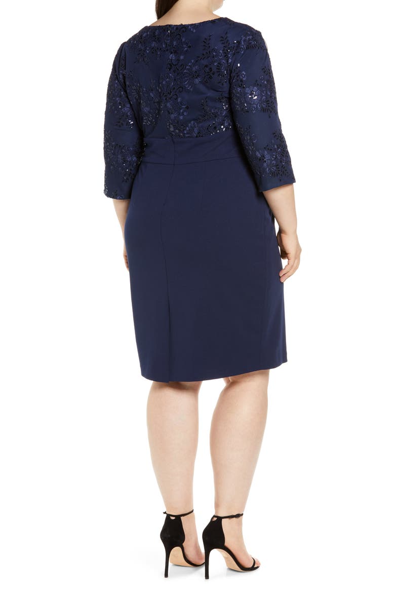 Sequin Lace Bodice Cocktail Dress, Alternate, color, NAVY