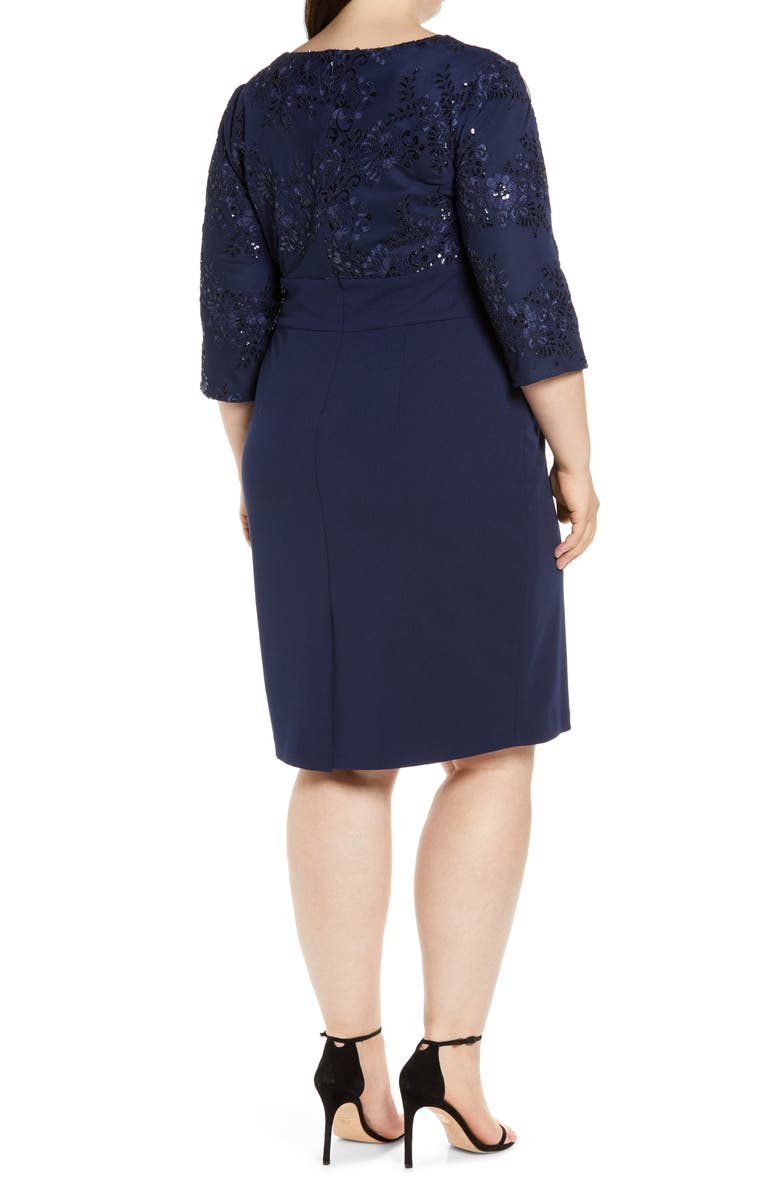 Alex Evenings Sequin Lace Bodice Cocktail Dress, Alternate, color, 