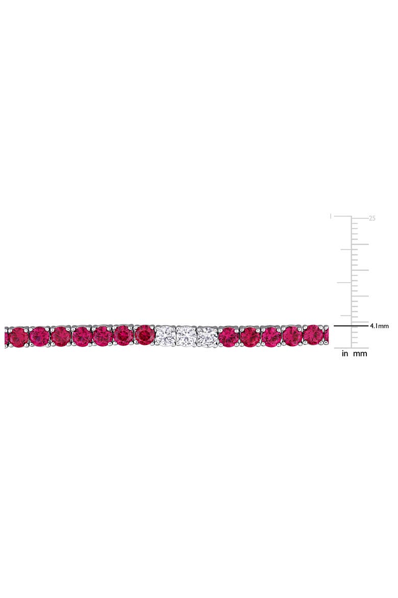 Lab Created White Sapphire & Lab Created Ruby Tennis Bracelet, Alternate, color, RED