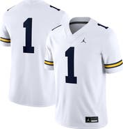Jordan Brand Men's Jordan Brand #1 White Michigan Wolverines Game Jersey