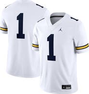 Jordan Brand Men's Jordan Brand #1 White Michigan Wolverines Game Jersey