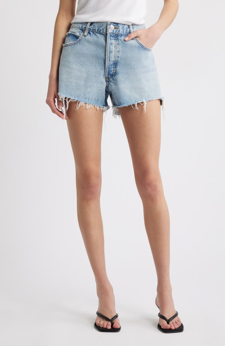 FRAME The Hang Frayed Hem Denim Short, Main, color, Swindle