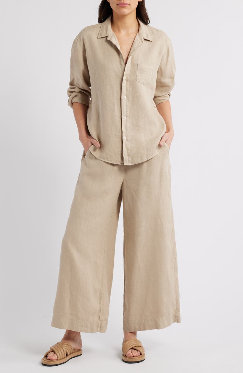 Frank & Eileen Button-Up Top & Wide Leg Linen Pants Set, Main, color,