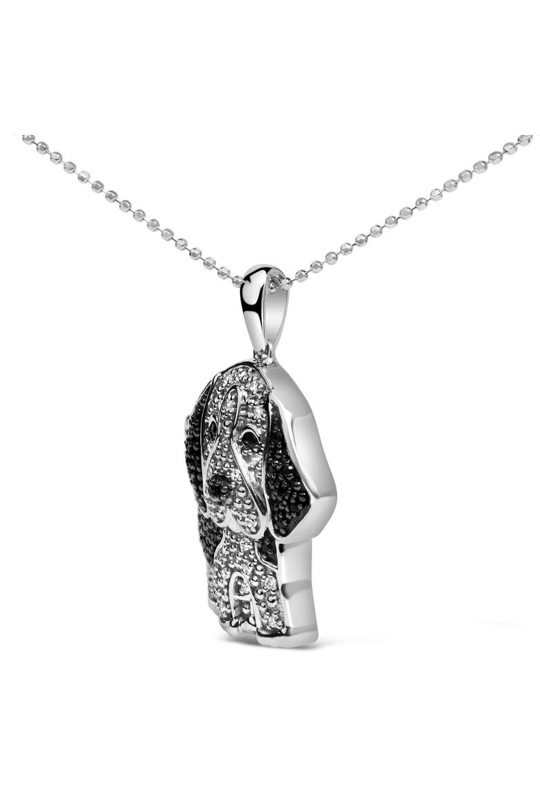 Silver 1/4 cttw White and Black Diamond Dog Pendant Necklace 18 inch, Alternate, color, White