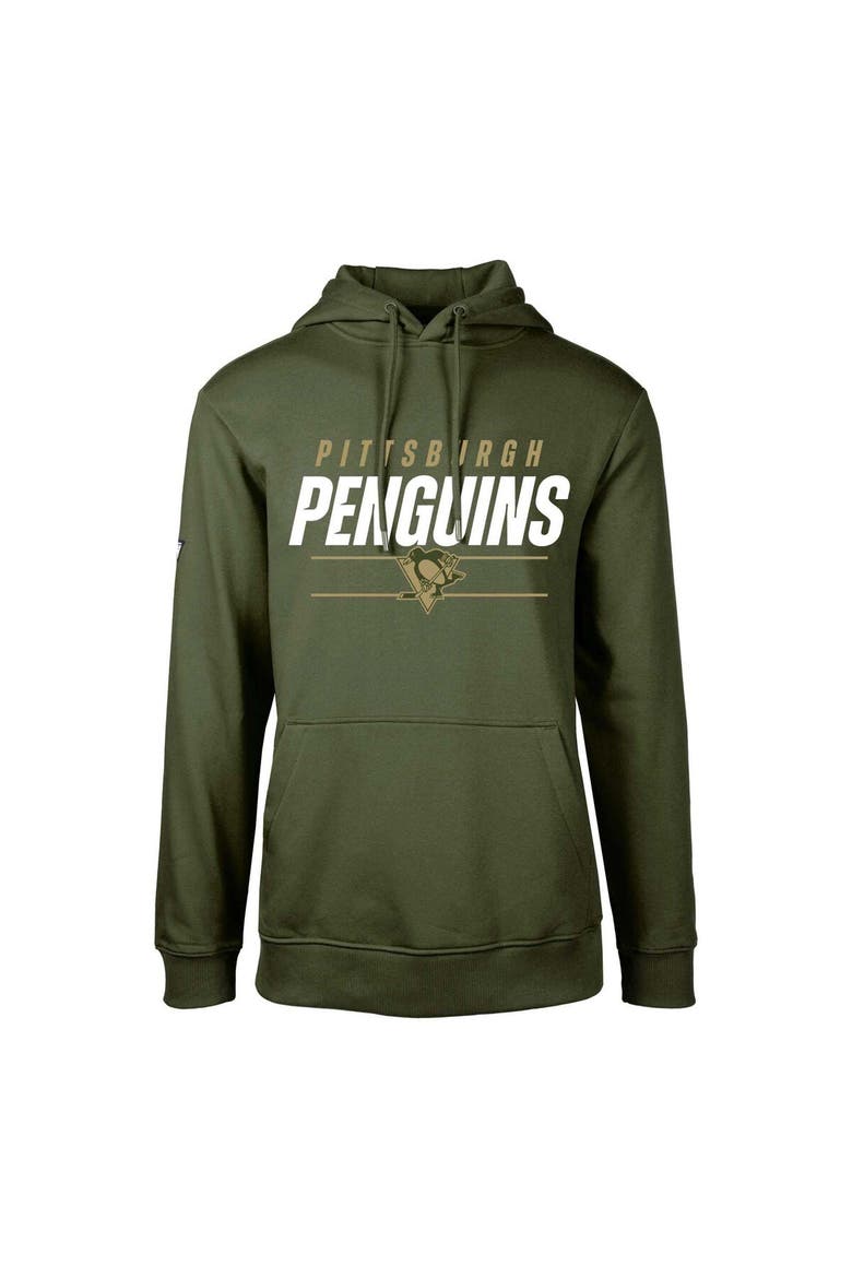 Youth Levelwear Olive Pittsburgh Penguins Podium Fleece Pullover Hoodie, Main, color, Olive
