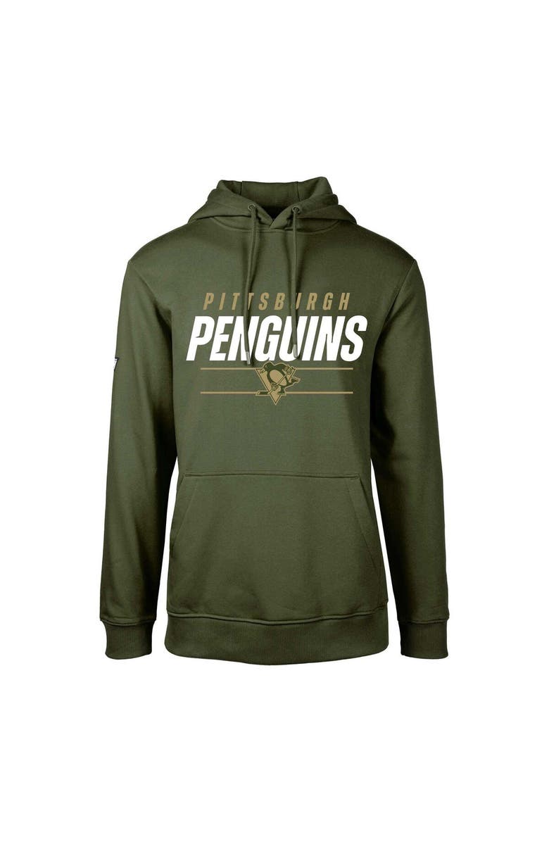 LEVELWEAR Youth Levelwear Olive Pittsburgh Penguins Podium Fleece Pullover Hoodie, Main, color, Olive