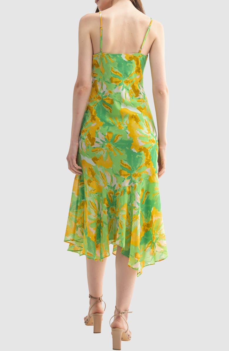 All in Favor Asymmetric Ruffle Hem Midi Dress, Alternate, color, 