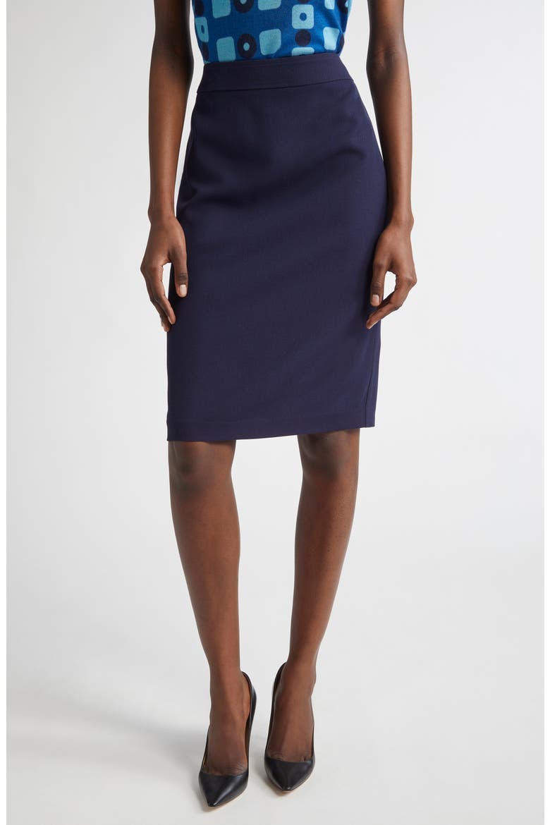 Stretch Twill Pencil Skirt, Main, color, NAVY