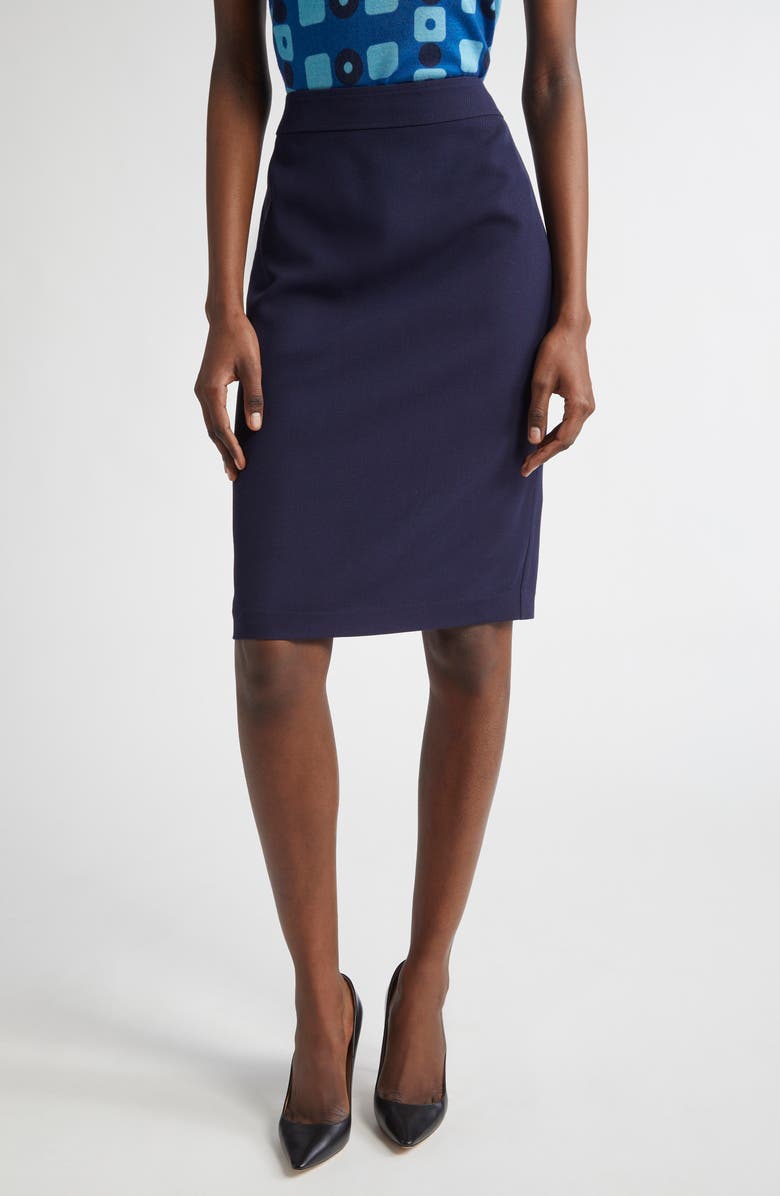 ST. JOHN Stretch Twill Pencil Skirt, Main, color, Navy