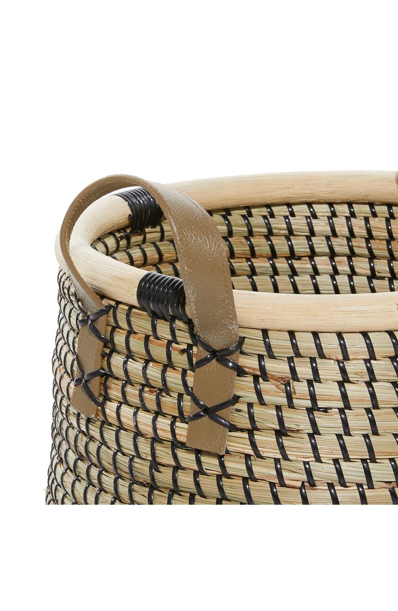 GINGER BIRCH STUDIO Brown Banana Leaf Contemporary Storage Basket with Handles - Set of 2, Alternate, color, Brown