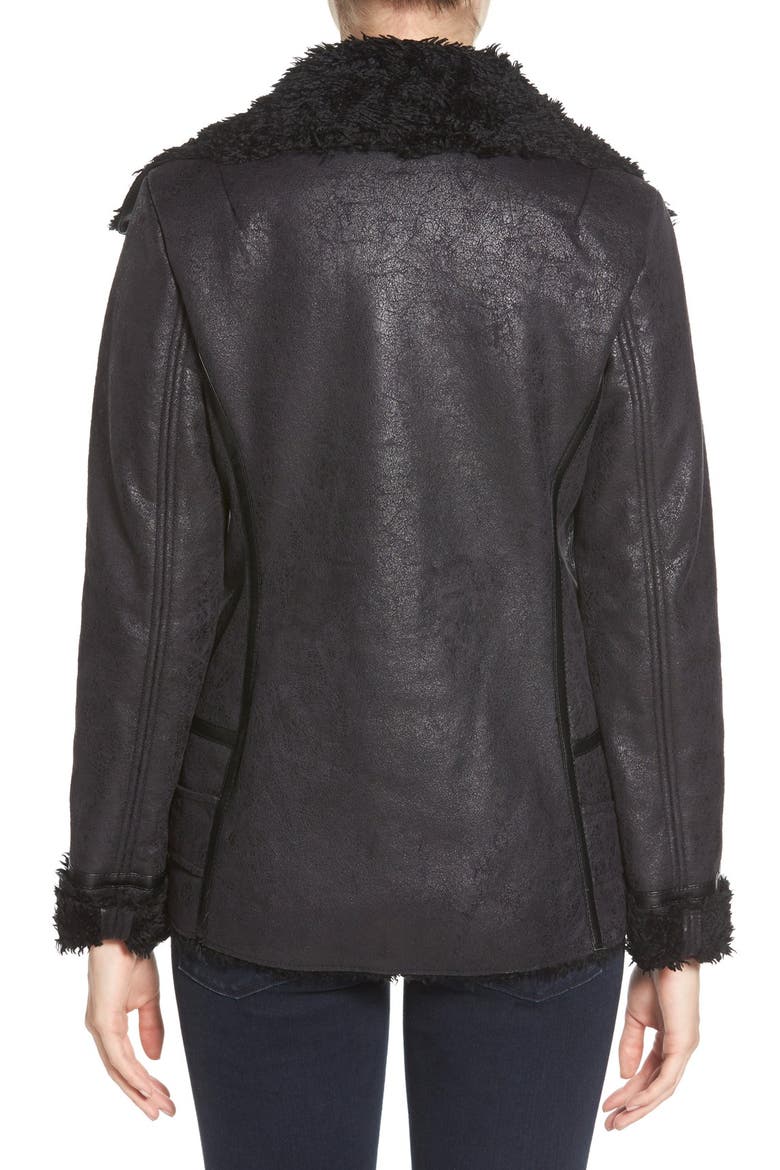 Faux Shearling Jacket, Alternate, color, BLACK