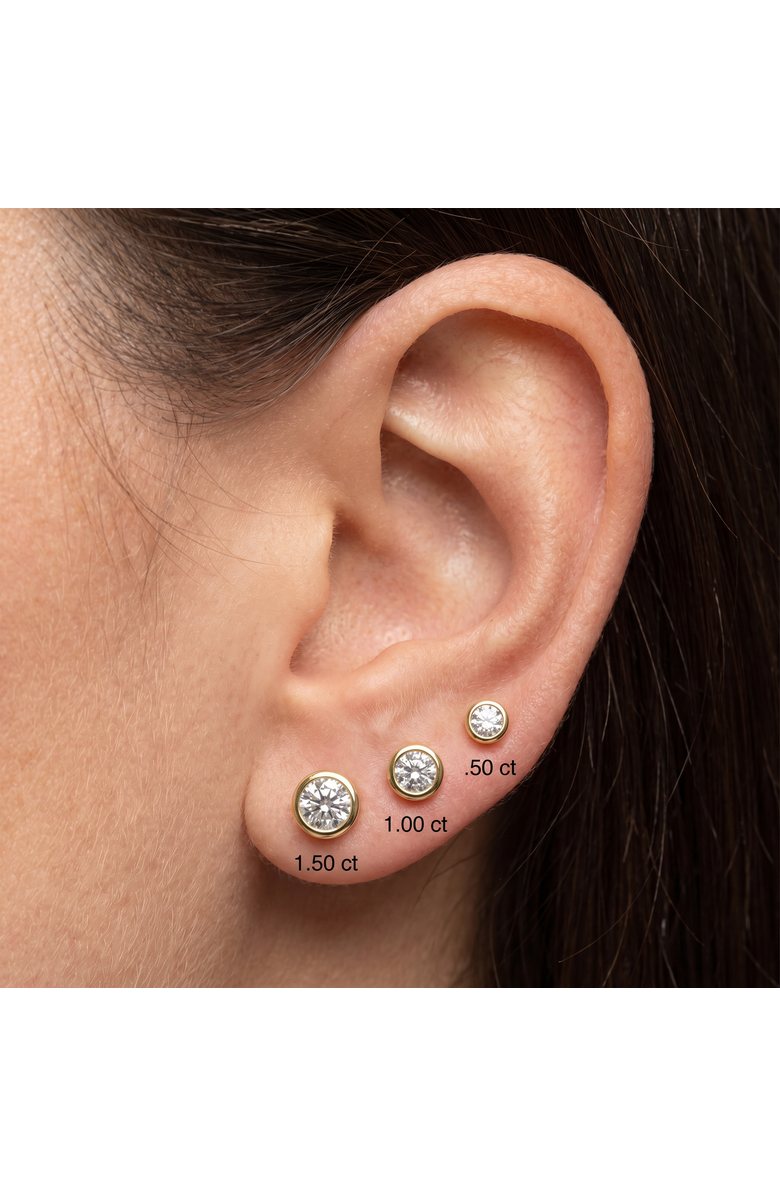 Bliss Diamond .50 - 1.75 Carat TW Diamond Bezel Stud Earrings in 14k Gold Lab Grown, Alternate, color, Yellow Gold - 1Ct