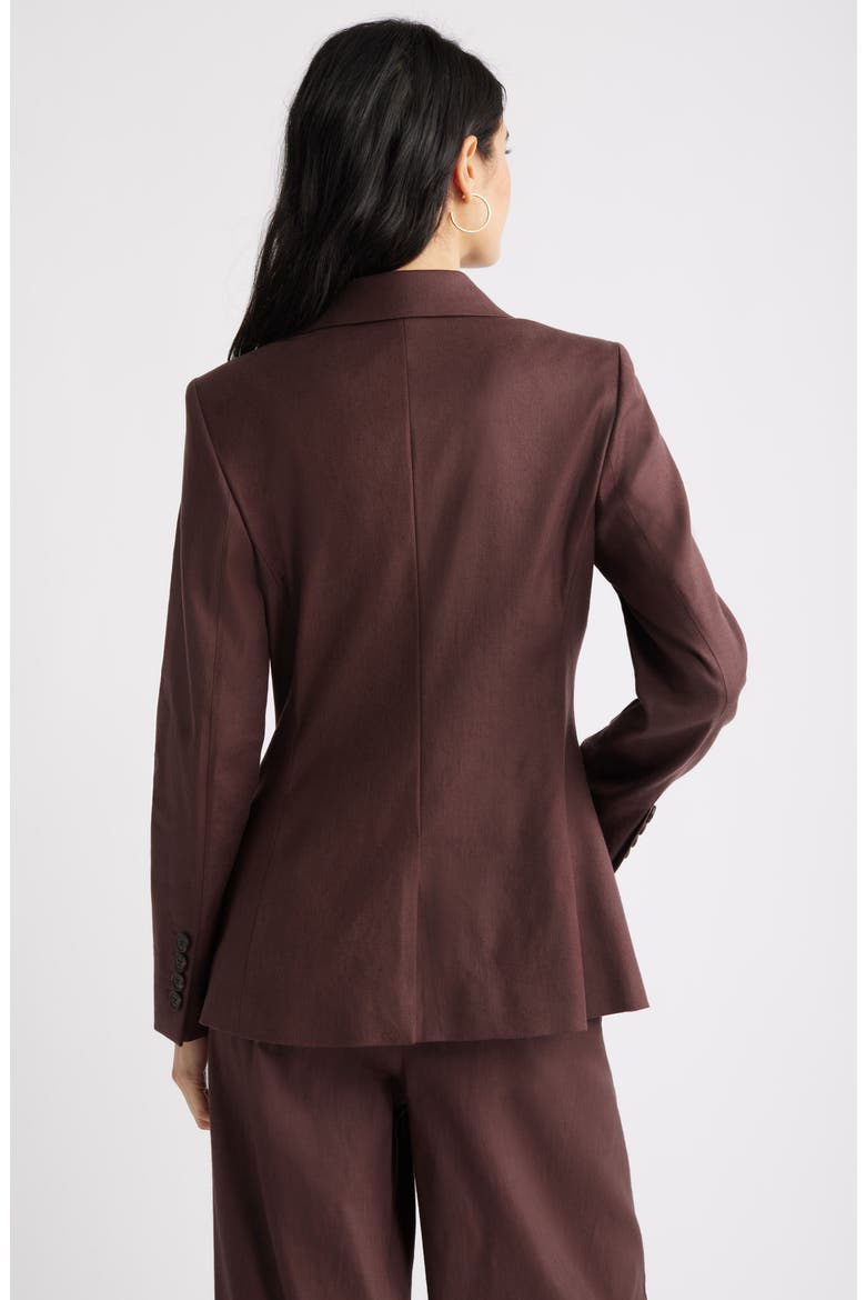 Double-Breasted Linen Blend Blazer, Alternate, color, BROWN ROAST