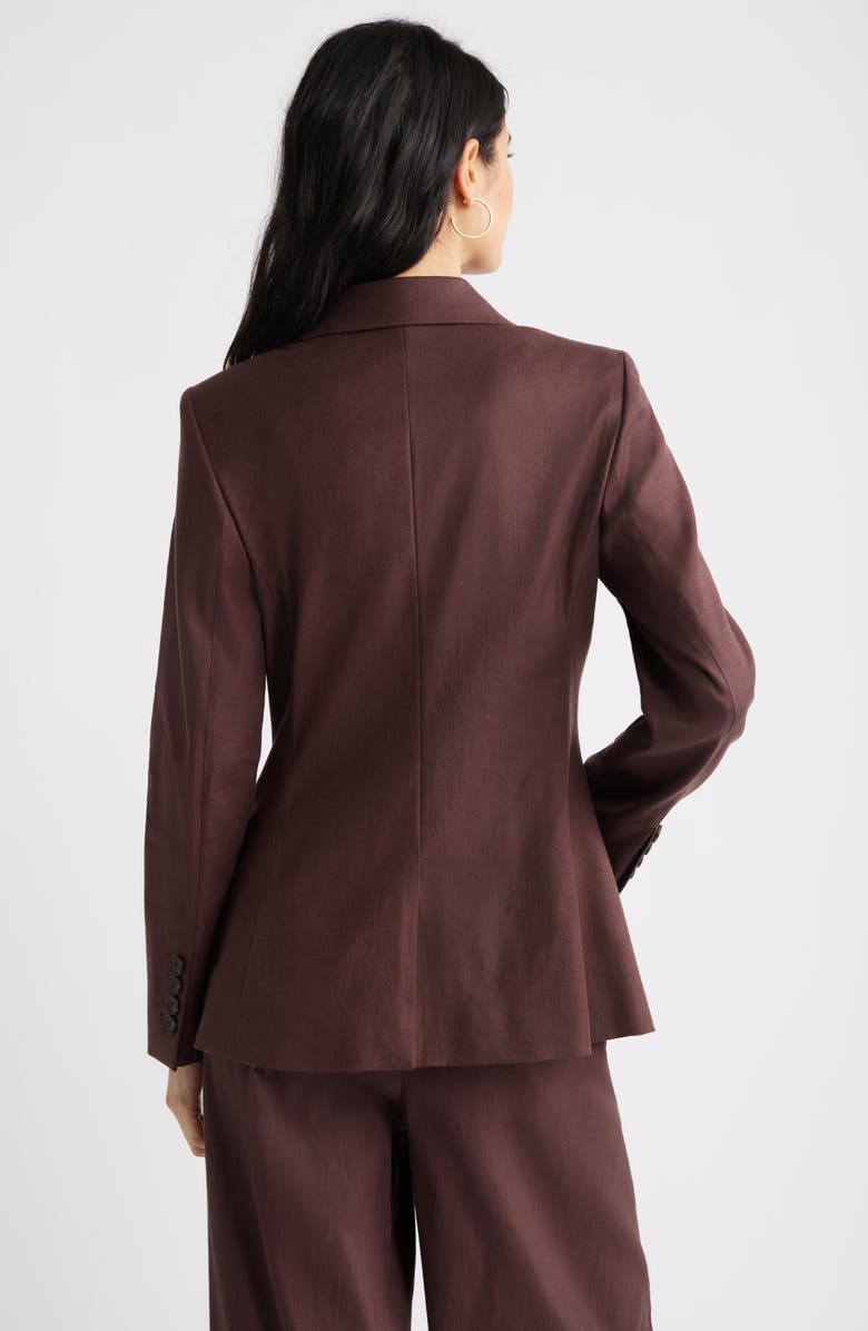 Nordstrom Double-Breasted Linen Blend Blazer, Alternate, color, Brown Roast