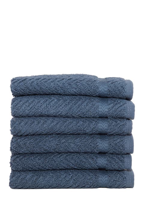 Midnight Blue Herringbone Washcloths - Set of 6