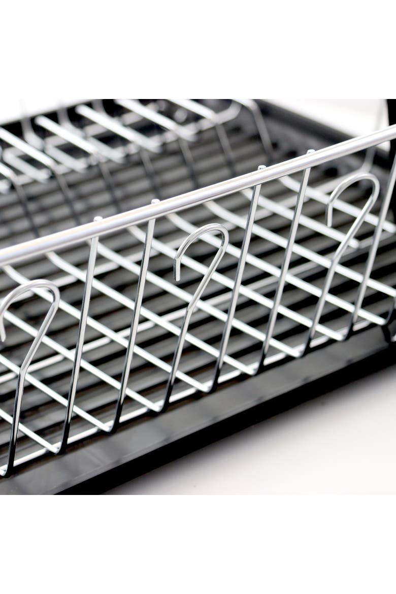 16in Chrome Dish Rack with Black Draining Tray, Alternate, color, Black