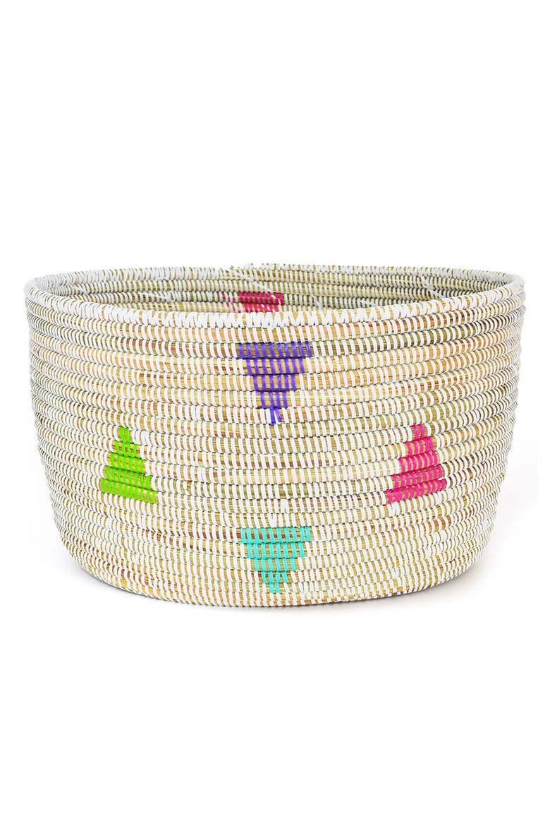 White Teranga Triangles Knitting Basket, Alternate, color, White