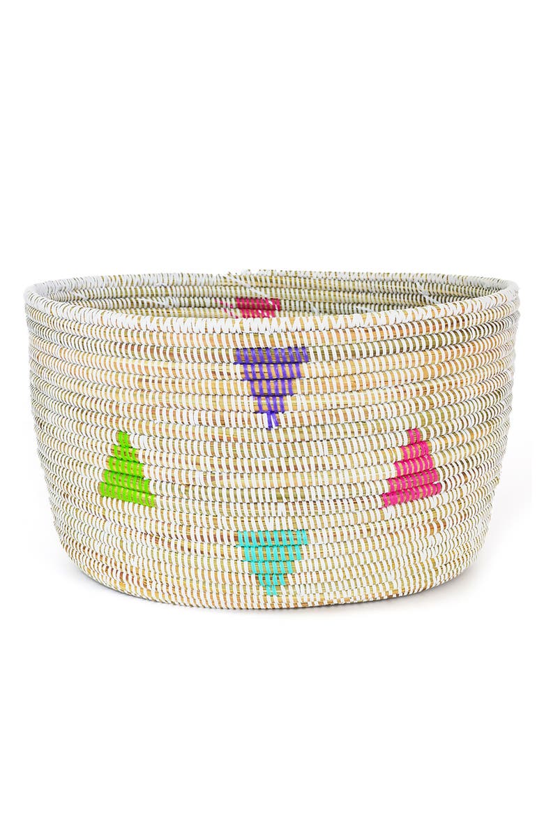 African Modern White Teranga Triangles Knitting Basket, Alternate, color, 