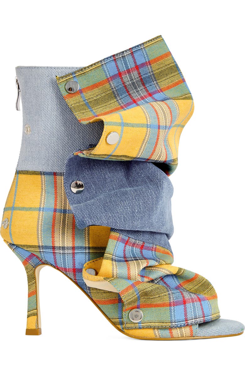 AZALEA WANG Birdsong Open Toe Denim Bootie, Alternate, color, Yellow Multi