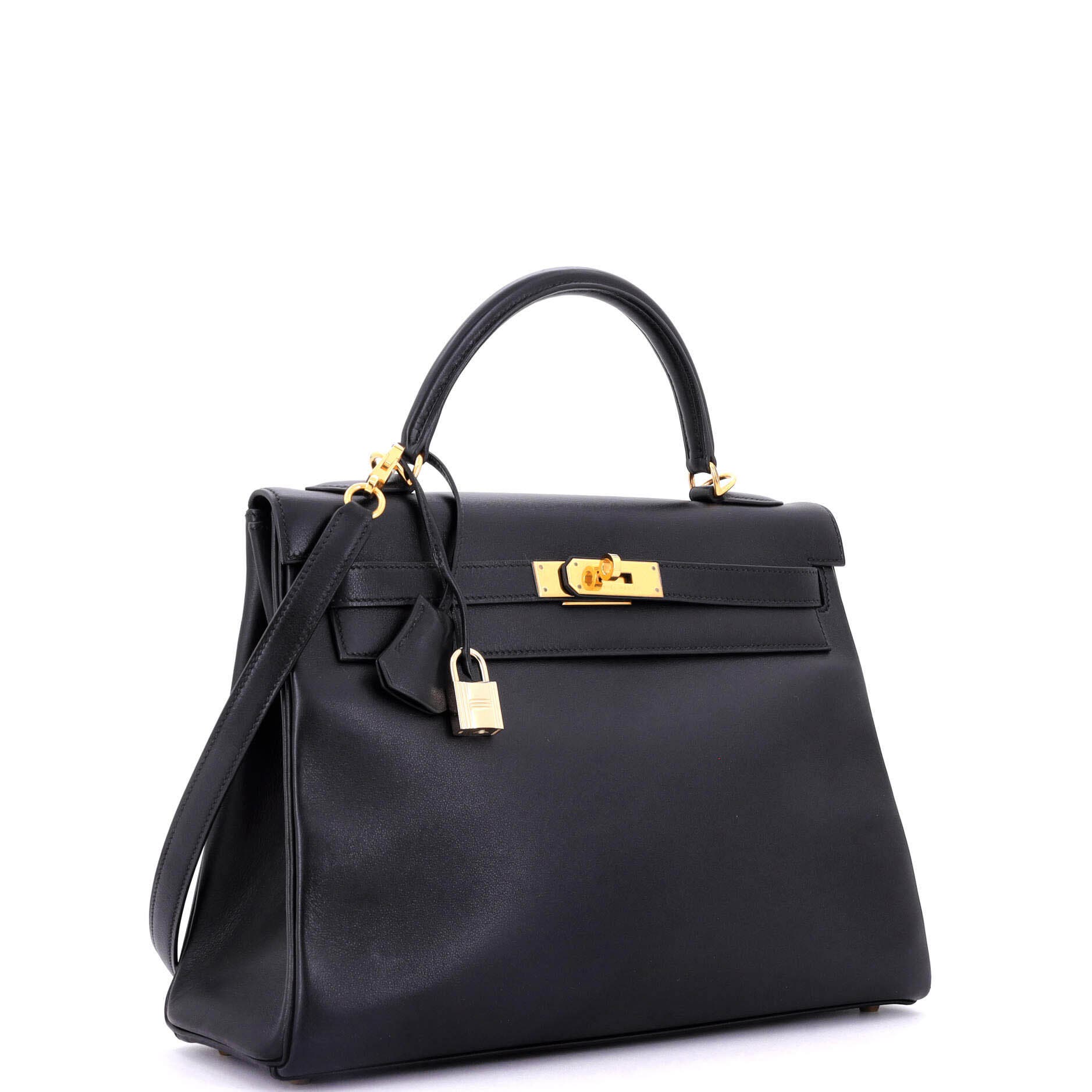 Pre-Owned Hermes Kelly Handbag Black Gulliver with Gold Hardware 32, Alternate, color, 
