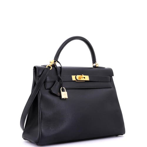 Pre-owned Hermes Hermes Kelly Handbag Black Gulliver With Gold Hardware 32 In Black
