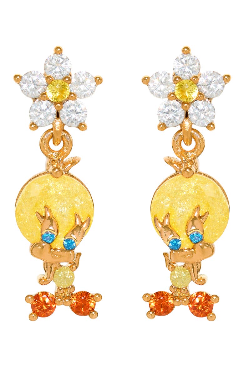 Tweety Bird Drop Earrings, Main, color, GOLD