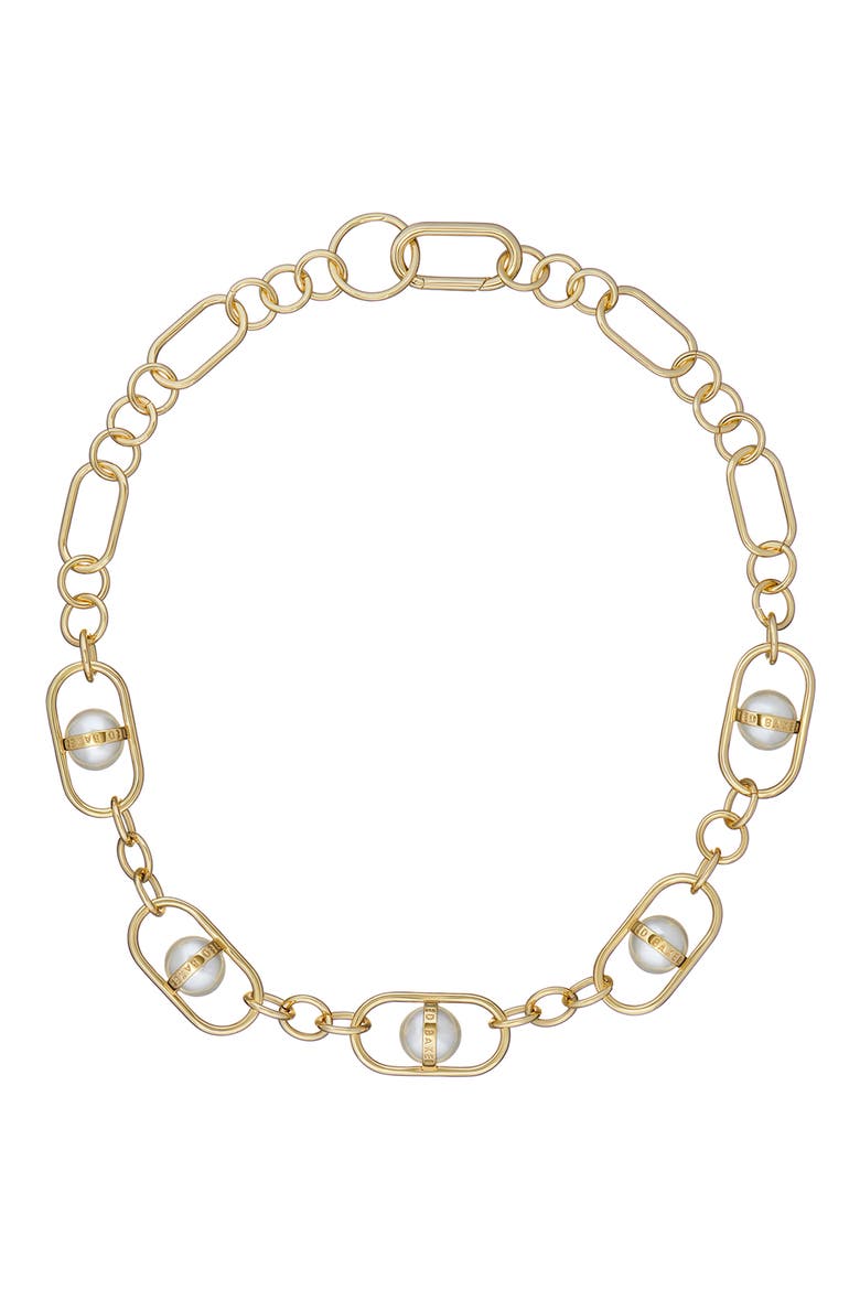 Perriet Imitation Pearl Chain Statement Necklace, Main, color, GOLD TONE/ PEARL