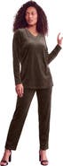 Roaman's Plus Size Two Piece V Neck Velour Set