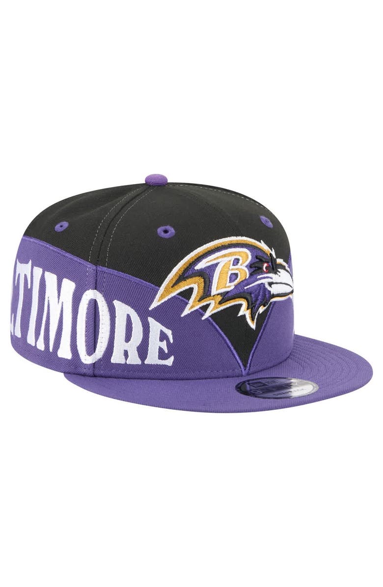 New Era Men's New Era Black/Purple Baltimore Ravens Split 9FIFTY Snapback Hat, Main, color,