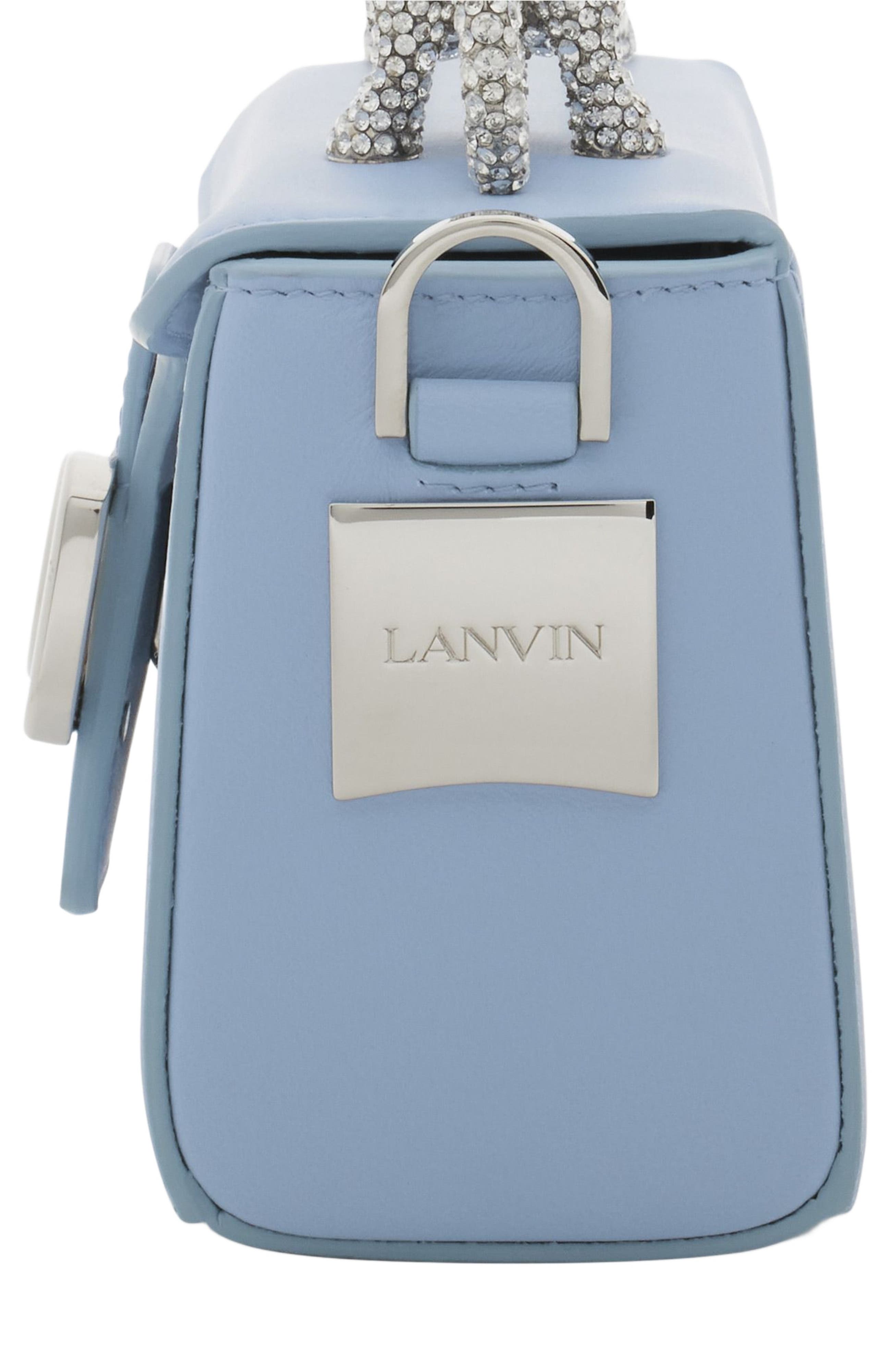 Lanvin Nano Pencil Cat Bag In Leather And Rhinestone, Alternate, color, 