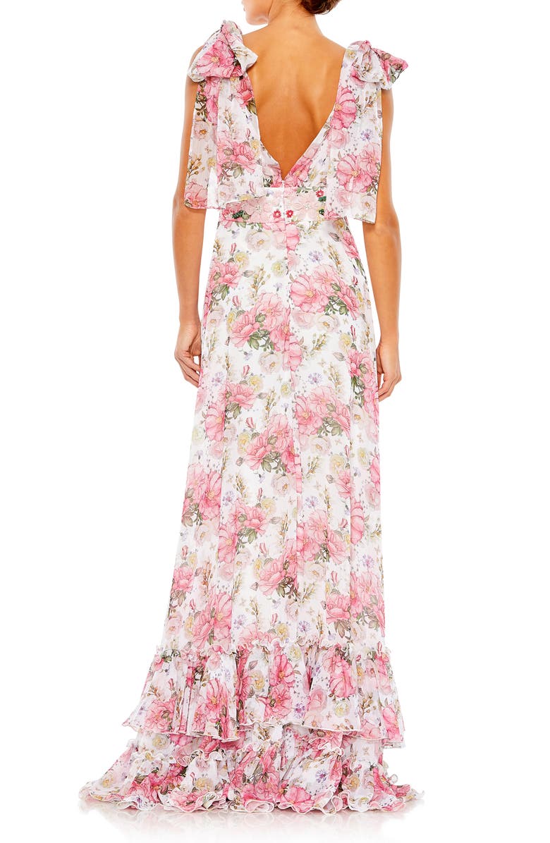 Mac Duggal Ruffle Floral Print Chiffon Gown, Alternate, color, 