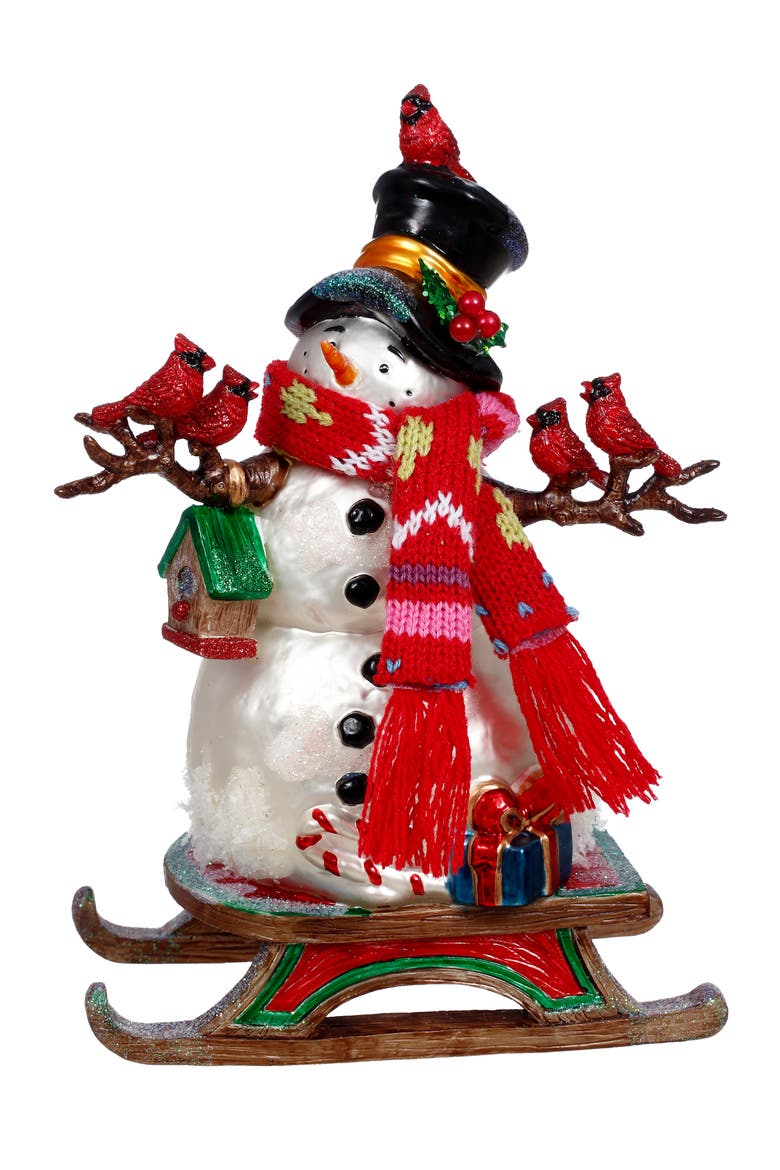 Snowman on Sled Tablepiece, Main, color, White