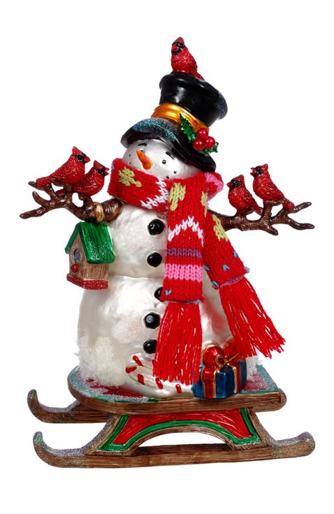 Snowman on Sled Tablepiece