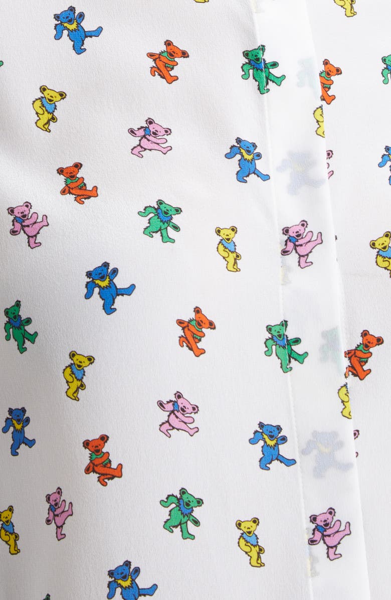 Alice + Olivia x Grateful Dead Willa Print Silk Button-Up Shirt, Alternate, color, Rainbow Bears