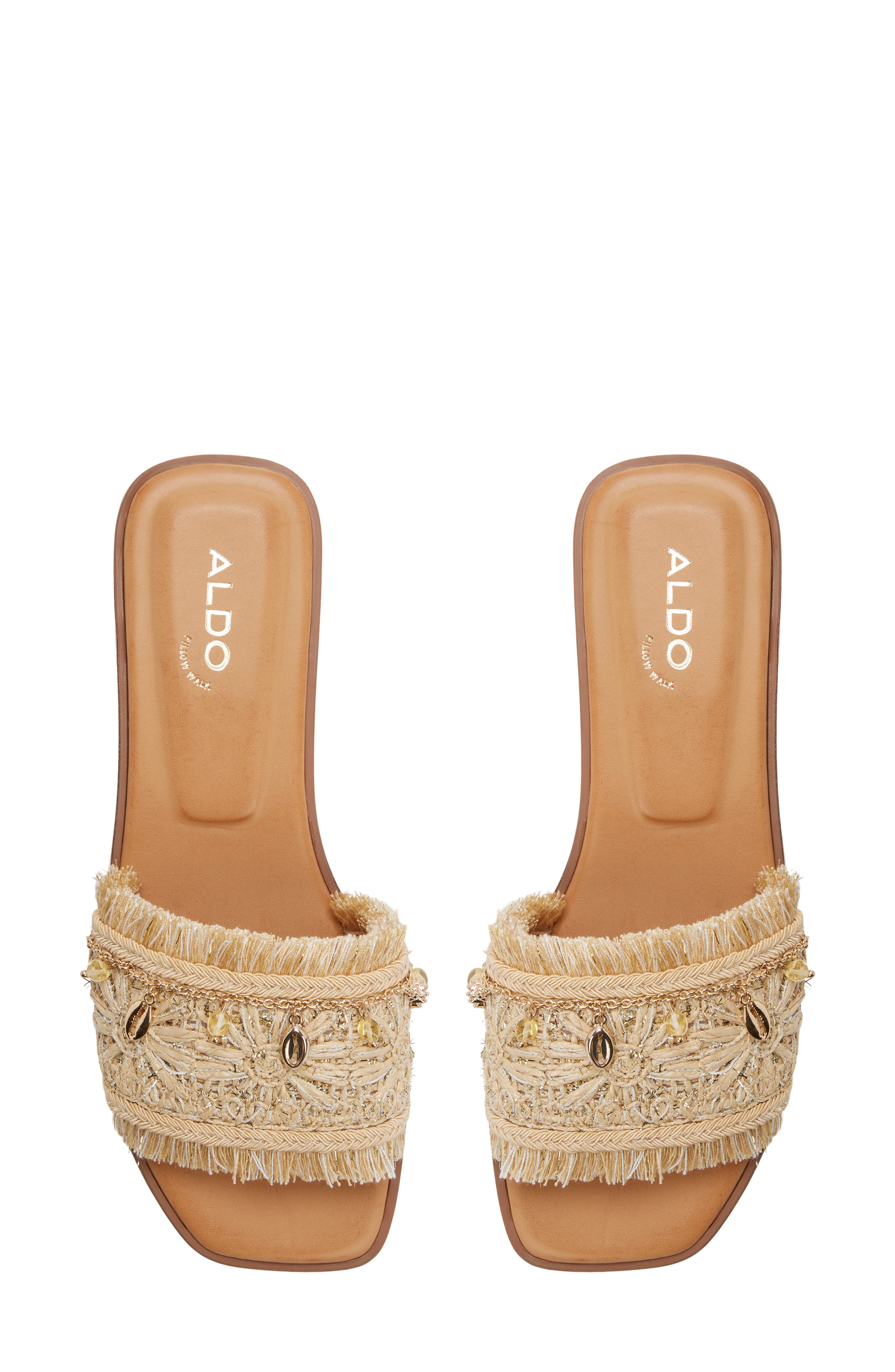 Aurana Embellished Slide Sandal, Alternate, color, NATURAL