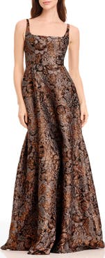 Dress the Population Vienna Metallic Floral Jacquard A-Line Gown
