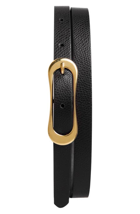 Carla Slim Pebbled Leather Belt
