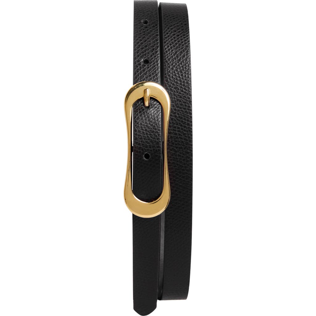 Bruno Magli Carla Slim Pebbled Leather Belt In Black