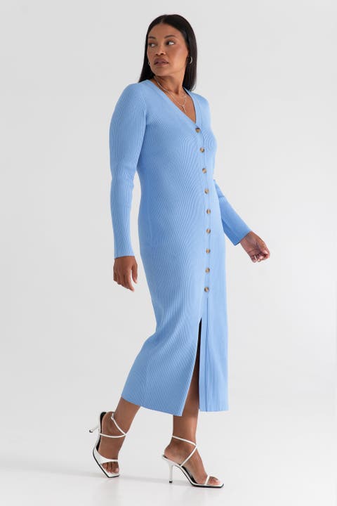 The Long Sleeve Sweater Duster Midi Dress