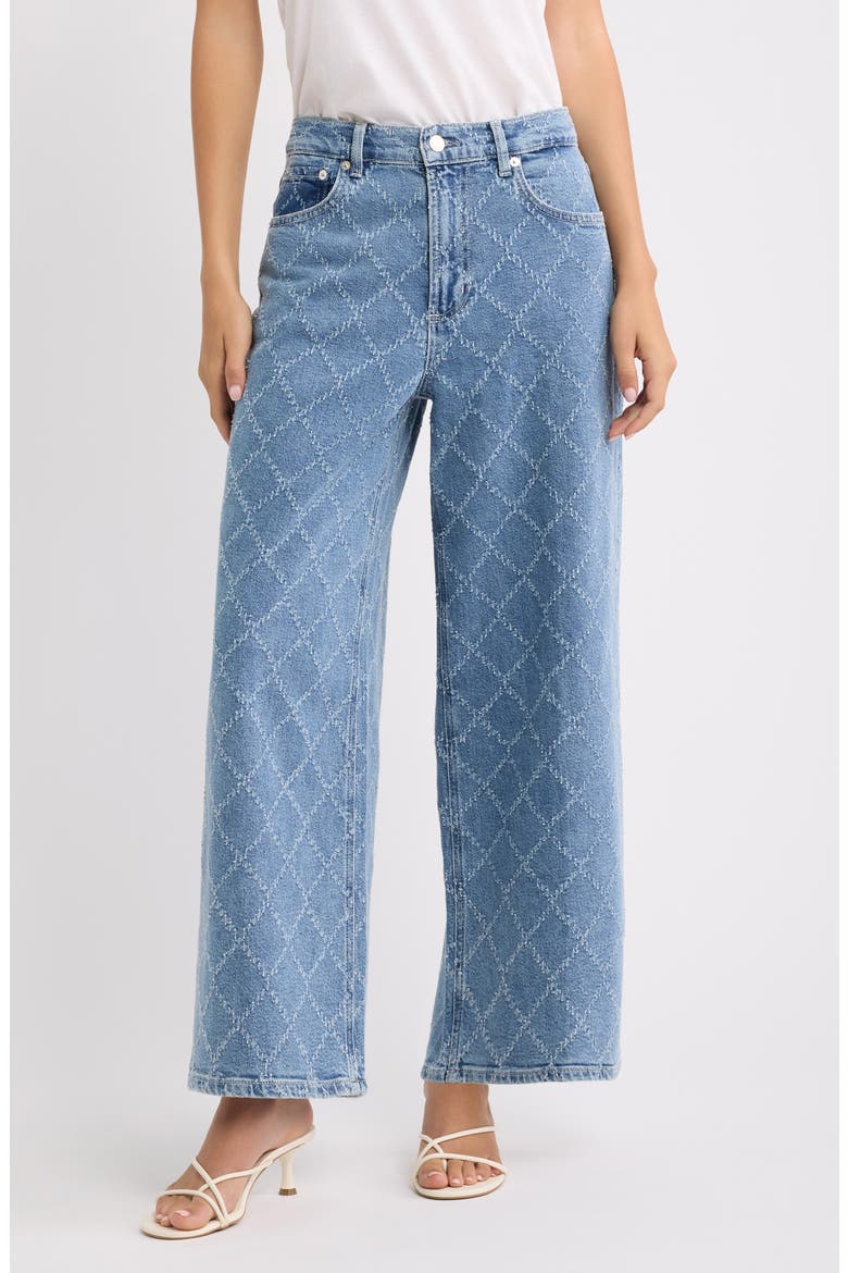 Belmont Diamond Distressed High Waist Wide Leg Jeans, Main, color, DIAMOND DISTRESS