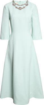Valentino Garavani Rhinestone Embellished Wool & Silk Crepe Couture Cocktail Dress