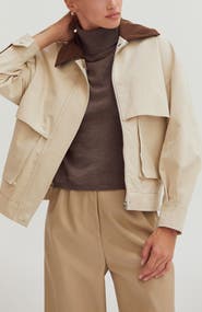 CRESCENT Contrast Collar Canvas Barn Jacket