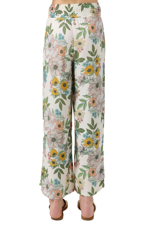 O'neill Kids' Torrie Floral Smocked Waist Pants In Winter White