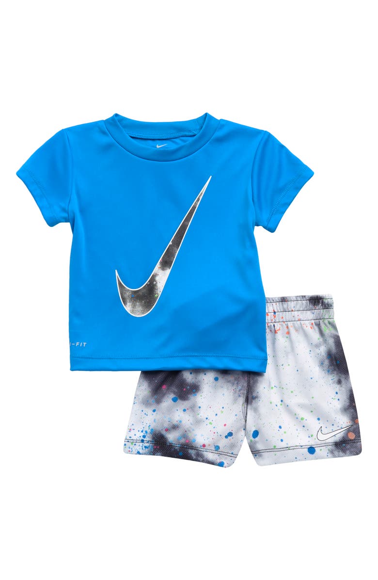 Nike Crewneck Graphic Tee & Tie Dye Shorts Set, Main, color, 