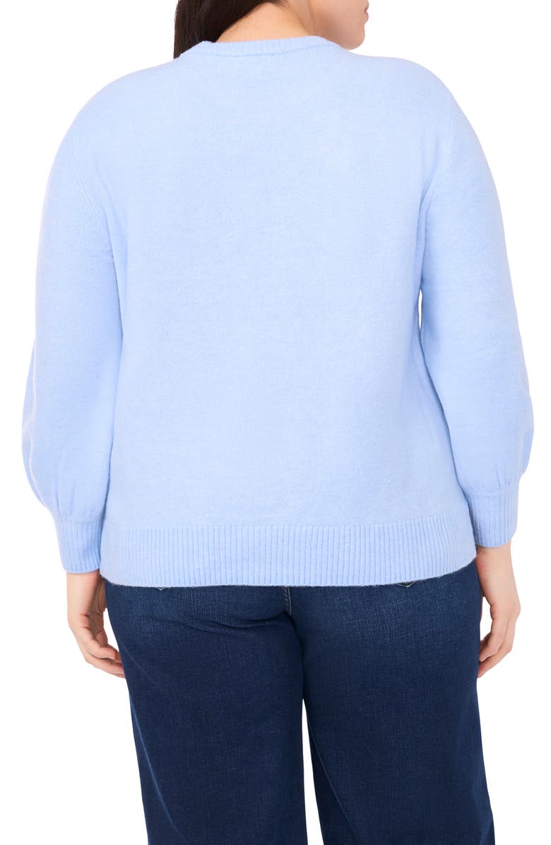 CeCe Embroidered Floral Sweater, Alternate, color, Chambray Blue