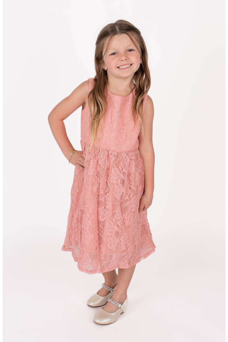 Sleeveless Lace Dress, Alternate, color, DUSTY PINK