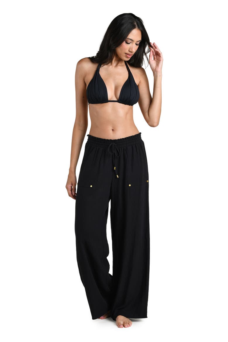 Beach Cover-Up Pants, Alternate, color, BLACK