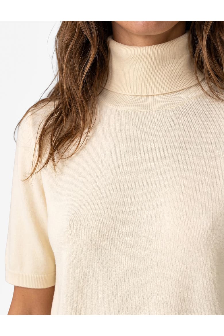 Viscose Blend Short Sleeve Turtleneck Knit Sweater, Alternate, color, CREAM