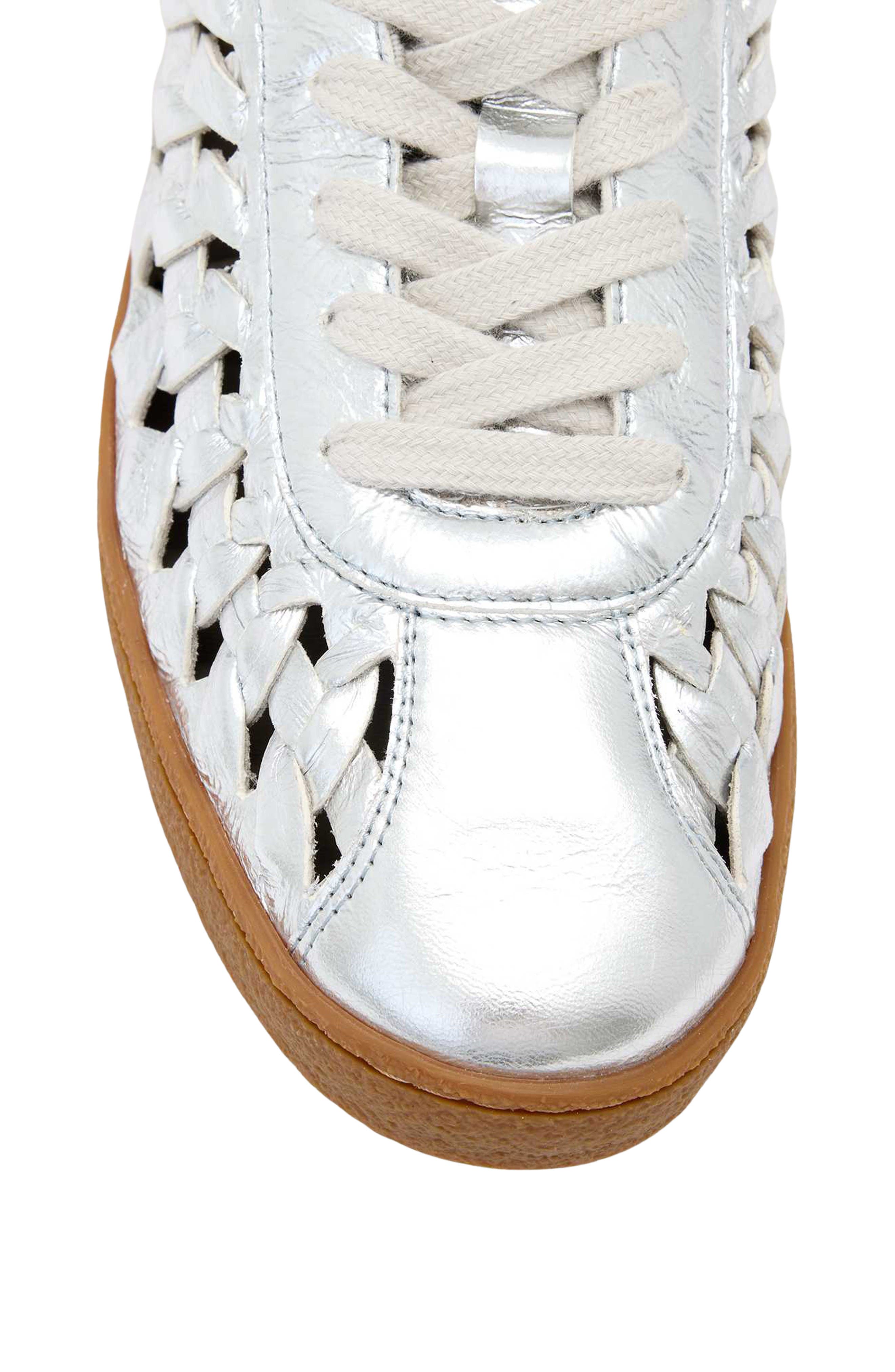 AllSaints Velma Woven Sneaker, Alternate, color, Silver Shine